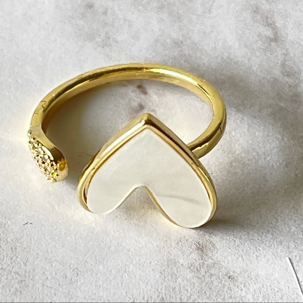 18K Gold Plated Elegant Shell Heart Adjustable Ring for Woman - Picture 4 of 16